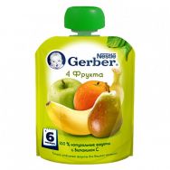 Gerber 90 г пюре (пауч) 4 фрукта